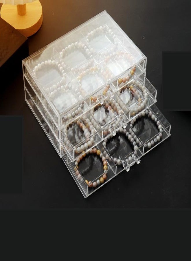 Feadily 1PCS Acrylic Jewelry Organizer Box, Jewelry Drawer Organizer With 3 Drawers 18 Grids, Bracelet Earring Holder Organizer, Clear - Image 1